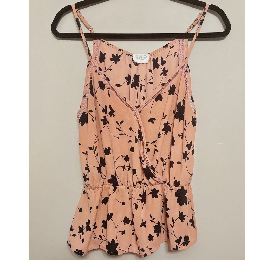 Sienna Sky Floral Cami Tank Top Women's Medium Pink Y2K Coquette Fairy Grunge